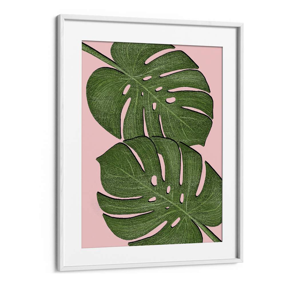 Leaves by Martina Botanical Art Prints in White Frame With Mount