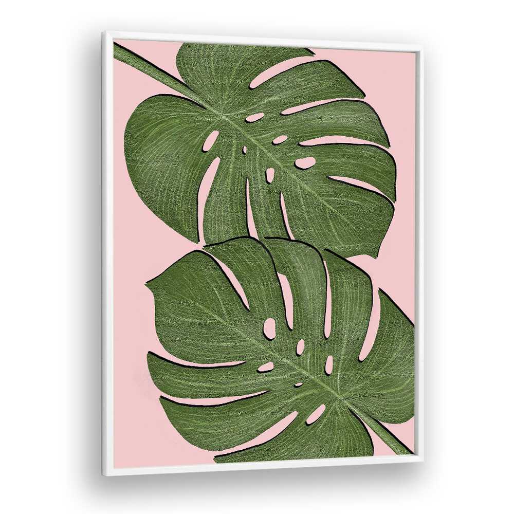 Leaves by Martina Botanical Art Prints in White Plain Frame