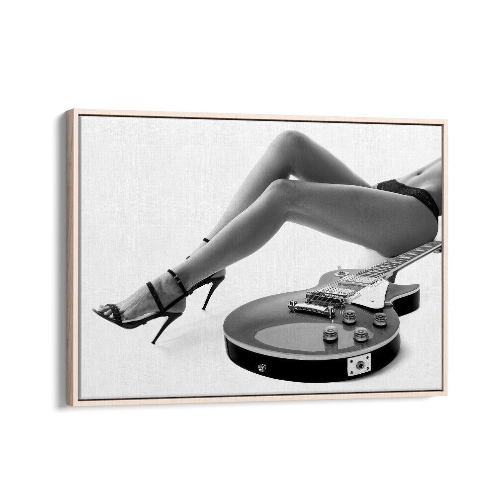 Leggy Les Paul by David Drake Fine Art Photography Fashion Photography in Oak Wood Floater Frame