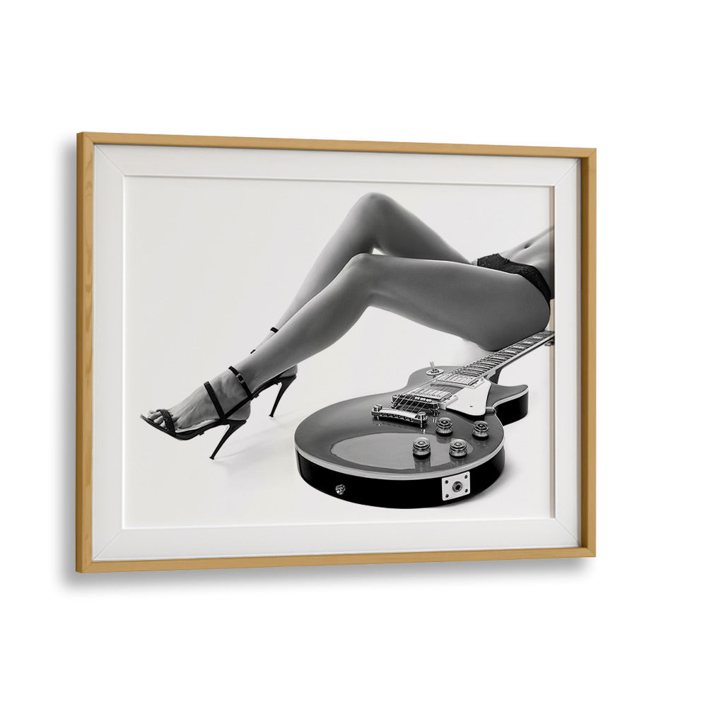 Leggy Les Paul by David Drake Fine Art Photography Fashion Photography in Oak Wood Frame With Mount