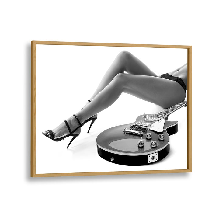 Leggy Les Paul by David Drake Fine Art Photography Fashion Photography in Oak Wood Plain Frame