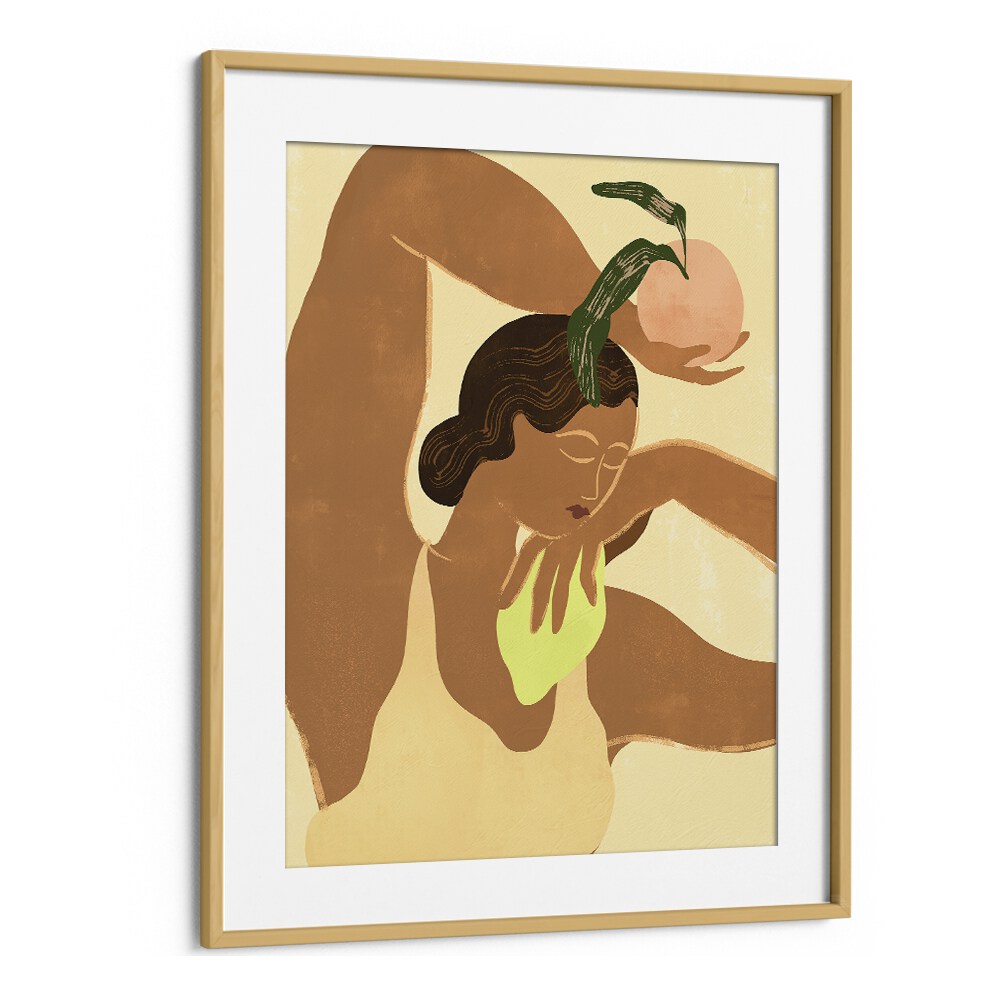 Lemon Apple By Arty Guava Wall Art Prints in Oak Wood Frame With Mount