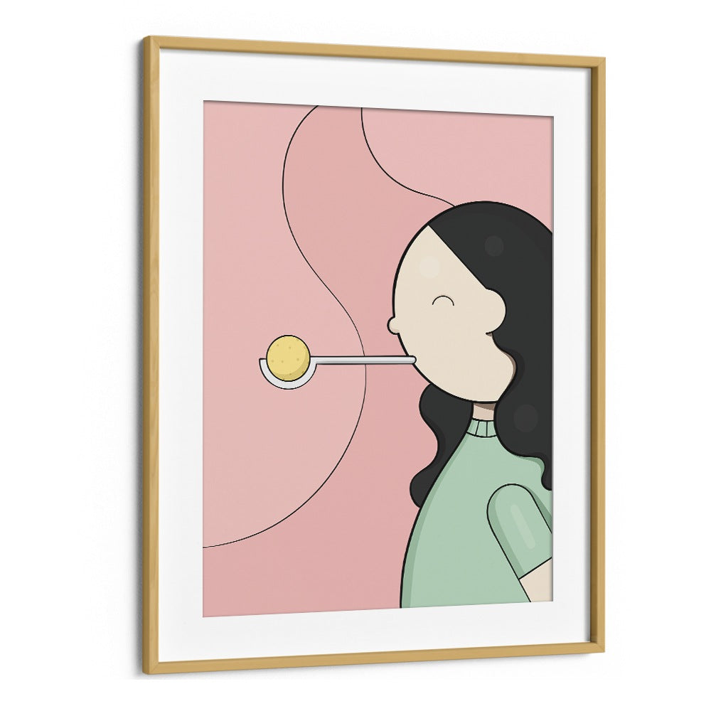 Lemon Race By Samridhi Sharma Gaming Posters in Oak Wood Frame With Mount