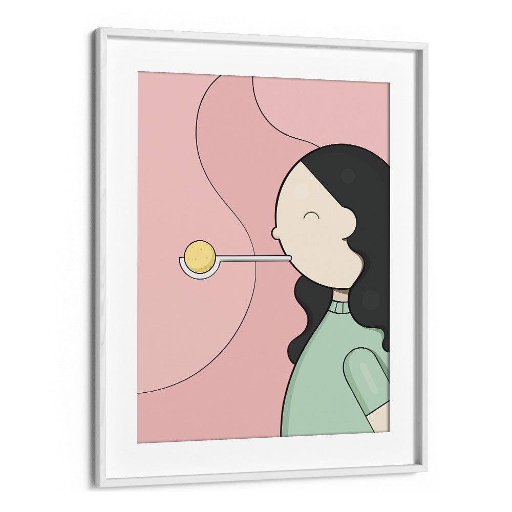 Lemon Race By Samridhi Sharma Gaming Posters in White Frame With Mount