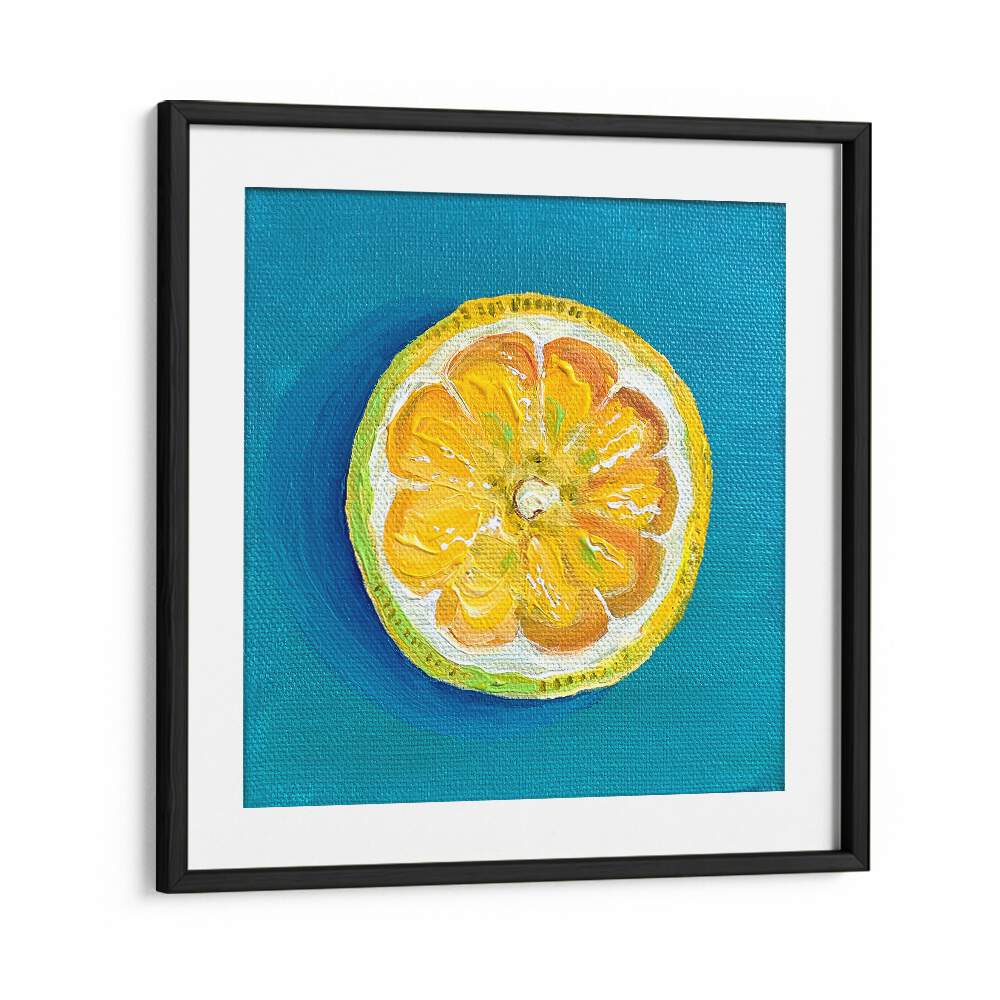 Lemon Slice By Key And Sea Creative Art Print in Black Frame With Mount