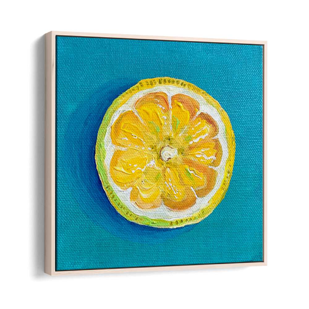 Lemon Slice By Key And Sea Creative Art Print in Oak Wood Floater Frame