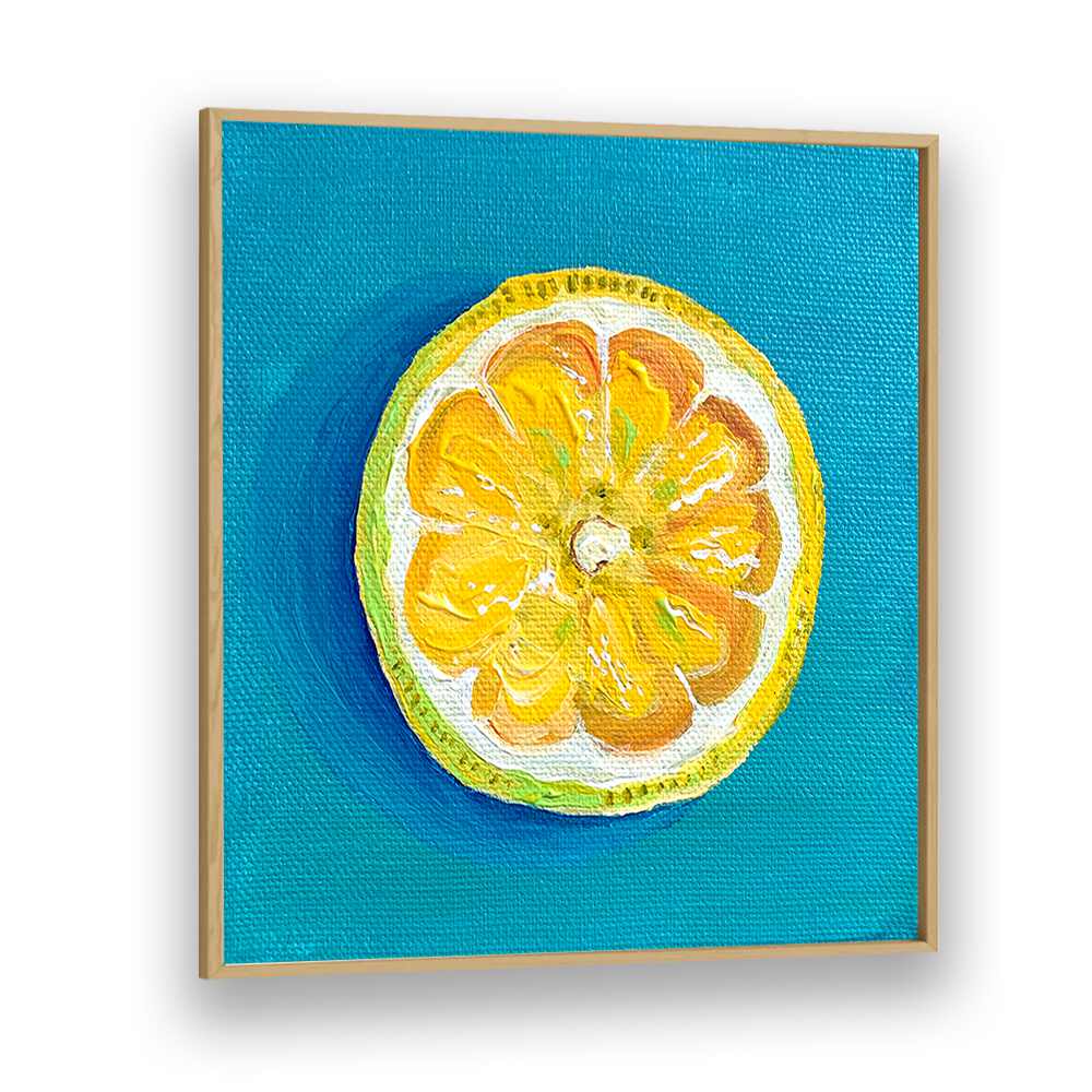 Lemon Slice By Key And Sea Creative Art Print in Oak Wood Plain Frame