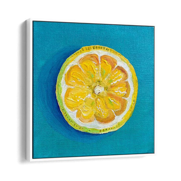 Lemon Slice By Key And Sea Creative Art Print in White Floater Frame