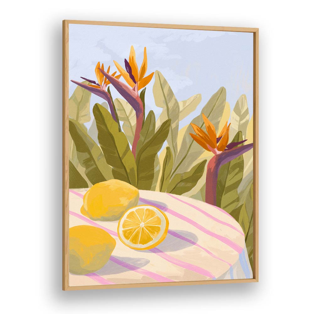 Lemon Twist By Goed Blauw Kitchen Art Prints in Oak Wood Plain Frame