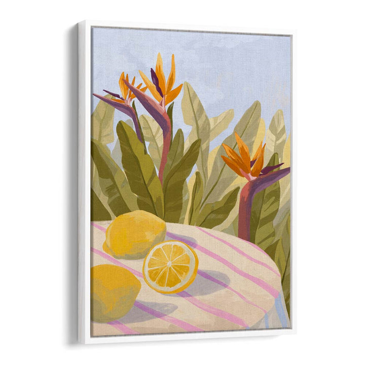 Lemon Twist By Goed Blauw Kitchen Art Prints in White Floater Frame