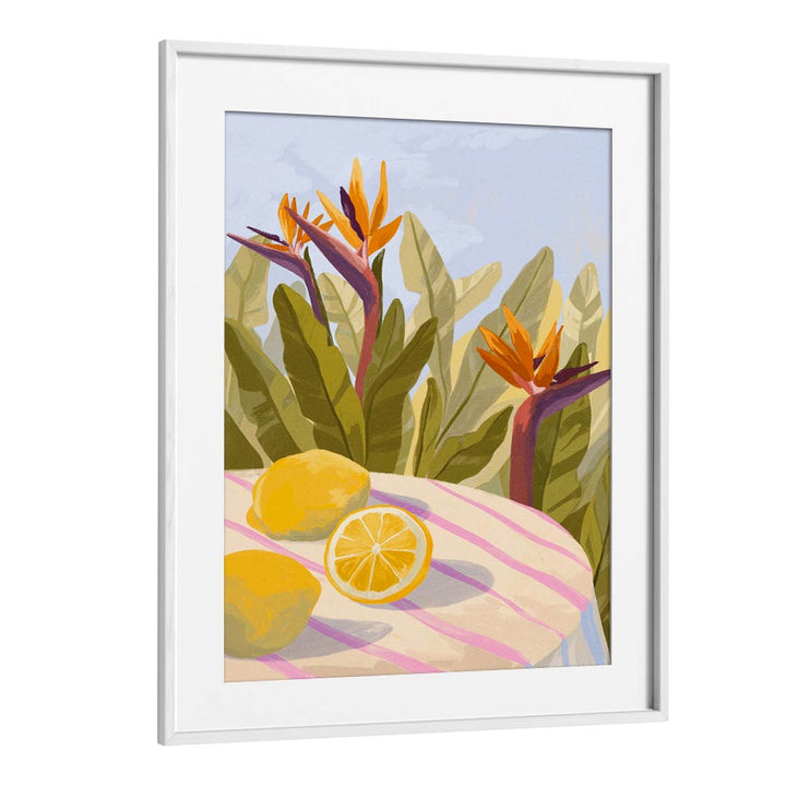 Lemon Twist By Goed Blauw Kitchen Art Prints in White Frame With Mount