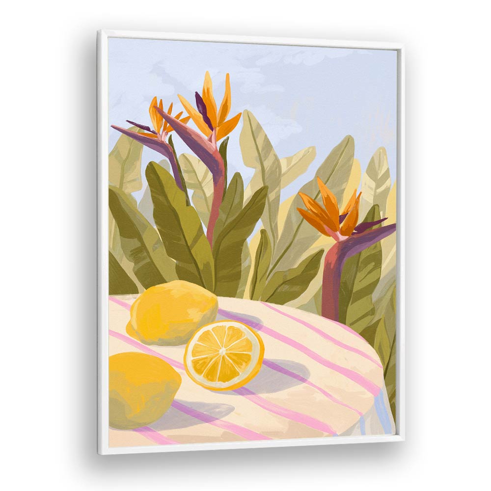 Lemon Twist By Goed Blauw Kitchen Art Prints in White Plain Frame