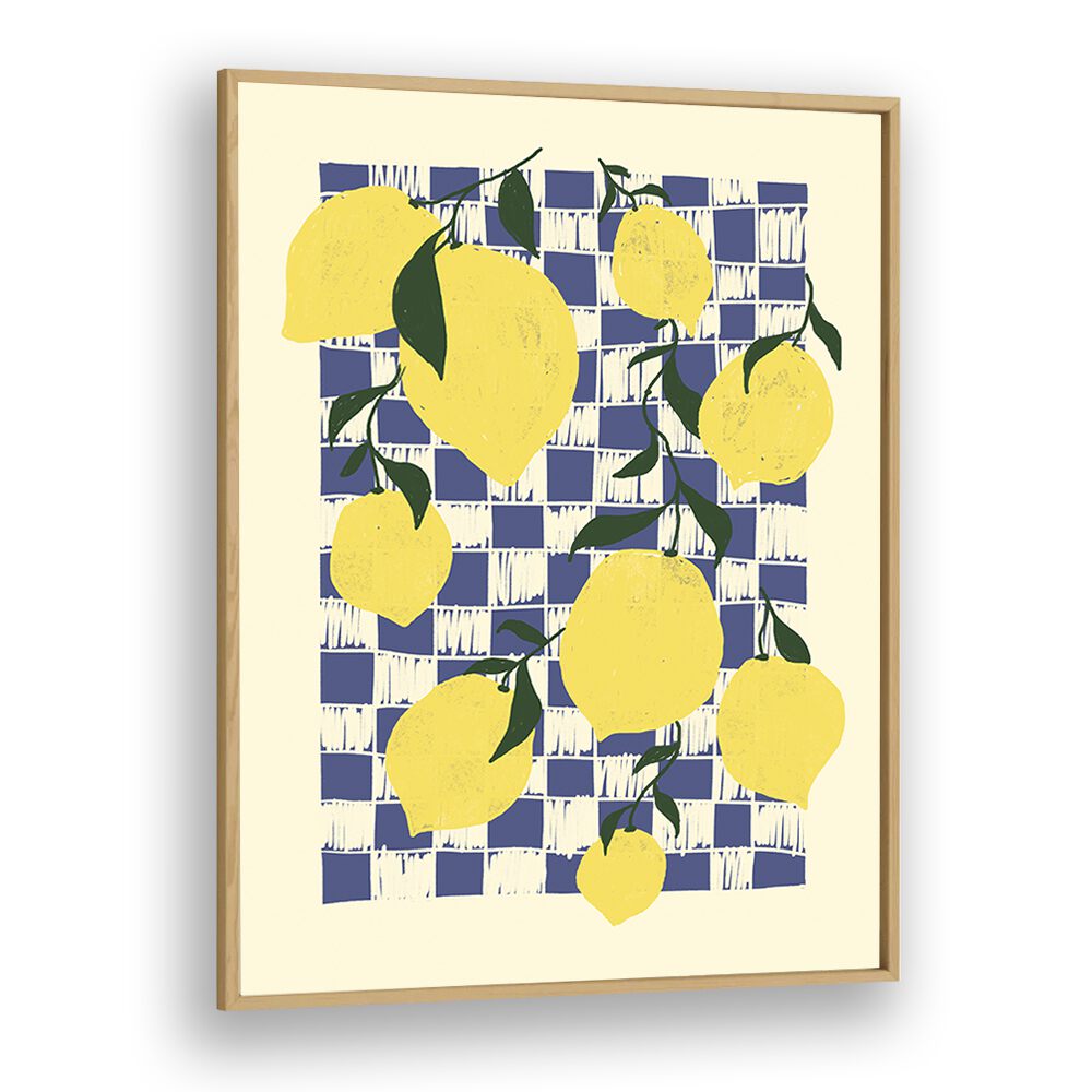 Lemons by Studio Dolci Kitchen Art Prints in Oak Wood Plain Frame