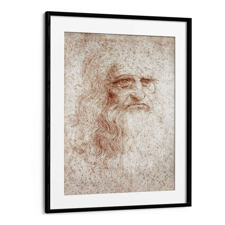 Leonardo Da Vinci Self Portrait 1512 Vintage Paintings in Black Frame With Mount
