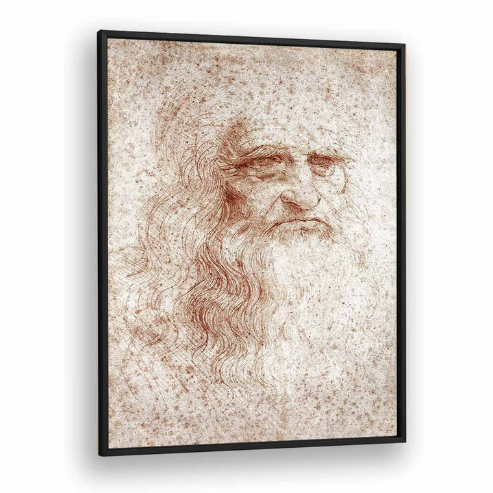 Leonardo Da Vinci Self Portrait 1512 Vintage Paintings in Black Plain Frame