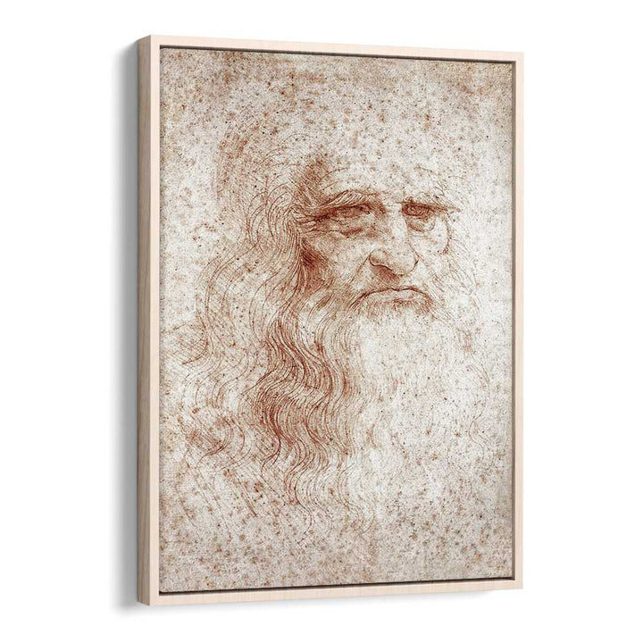 Leonardo Da Vinci Self Portrait 1512 Vintage Paintings in Oak Wood Floater Frame