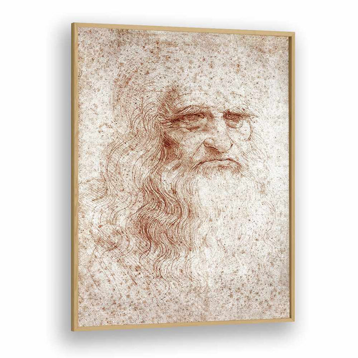 Leonardo Da Vinci Self Portrait 1512 Vintage Paintings in Oak Wood Plain Frame
