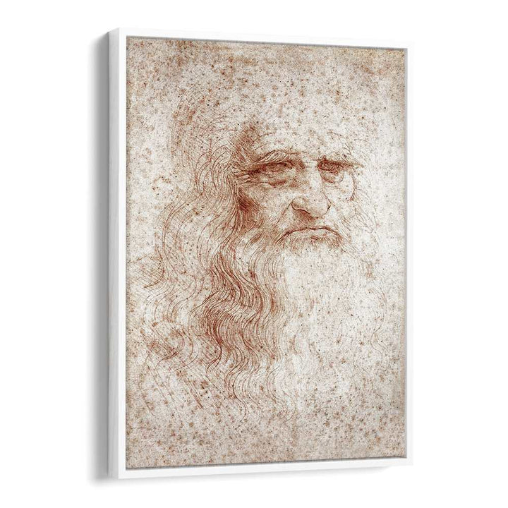Leonardo Da Vinci Self Portrait 1512 Vintage Paintings in White Floater Frame