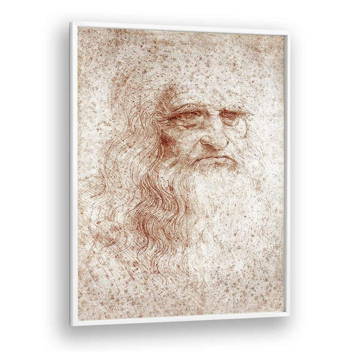 Leonardo Da Vinci Self Portrait 1512 Vintage Paintings in White Plain Frame
