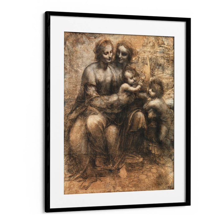Leonardo Da Vincis The Leonardo Cartoon 1499–1500 Vintage Paintings in Black Frame With Mount