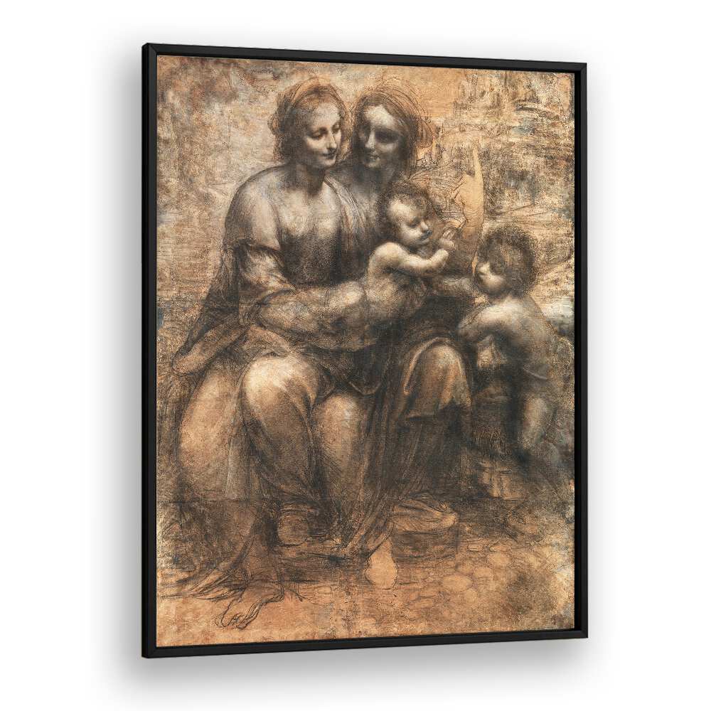 Leonardo Da Vincis The Leonardo Cartoon 1499–1500 Vintage Paintings in Black Plain Frame