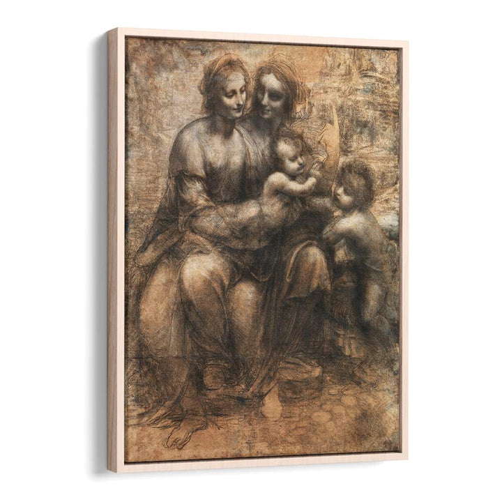Leonardo Da Vincis The Leonardo Cartoon 1499–1500 Vintage Paintings in Oak Wood Floater Frame