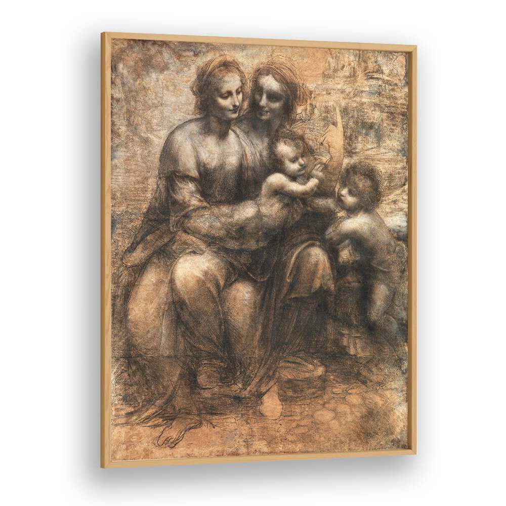 Leonardo Da Vincis The Leonardo Cartoon 1499–1500 Vintage Paintings in Oak Wood Plain Frame