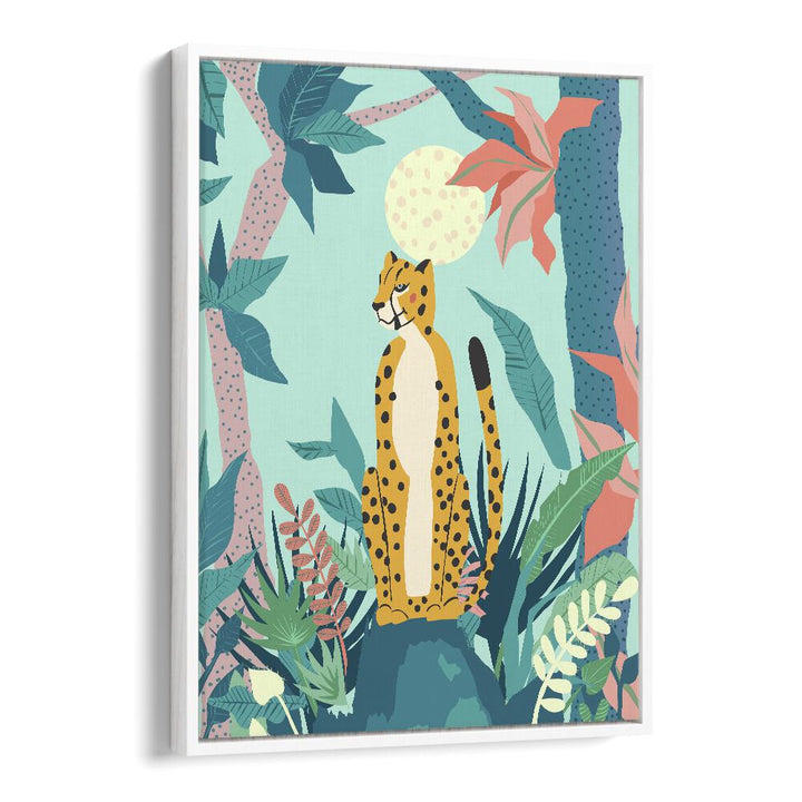 Leopard Forest By Uma Gokhale Wildlife Art Prints in White Floater Frame