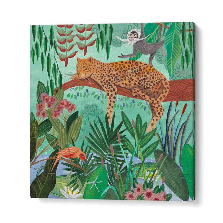 Leopard in the Jungle By Caroline Bonne Muller Wildlife Paintings in Gallery Wrap