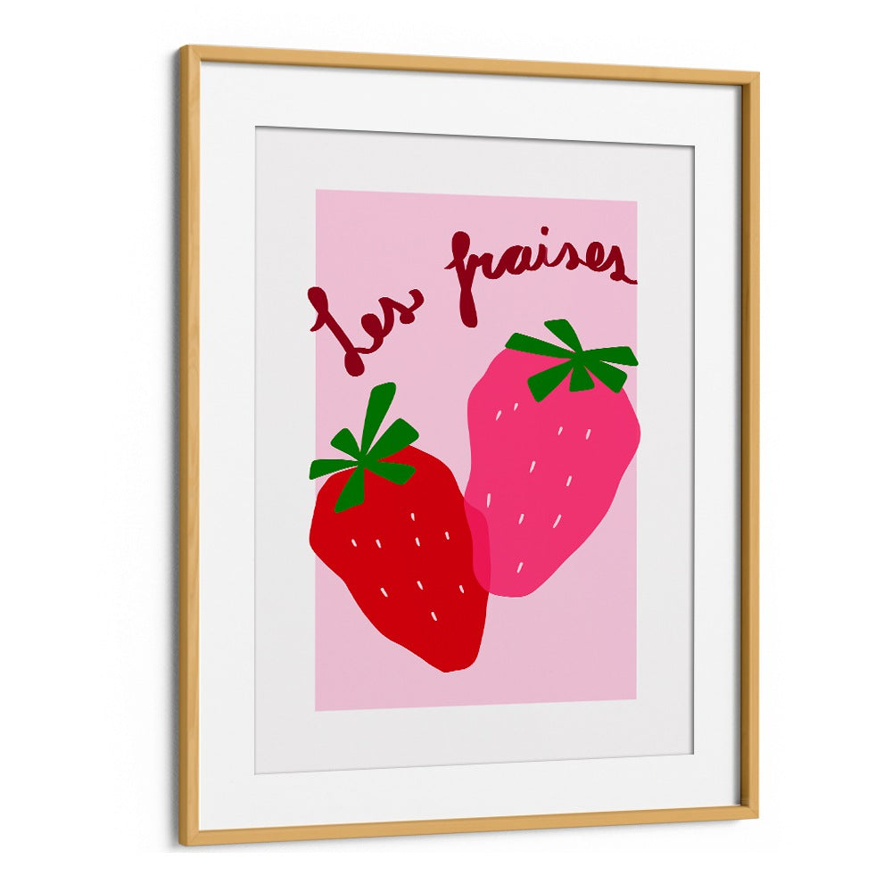 Les Fraises by Athene Fritsch Kitchen Posters Kitchen Art Prints in Oak Wood Frame With Mount