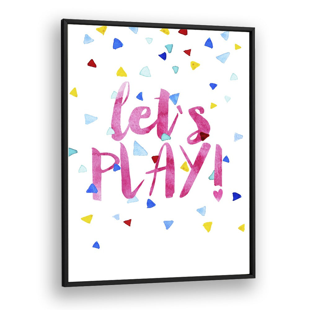 Lets Play  Kids Paintings in Black Plain Frame