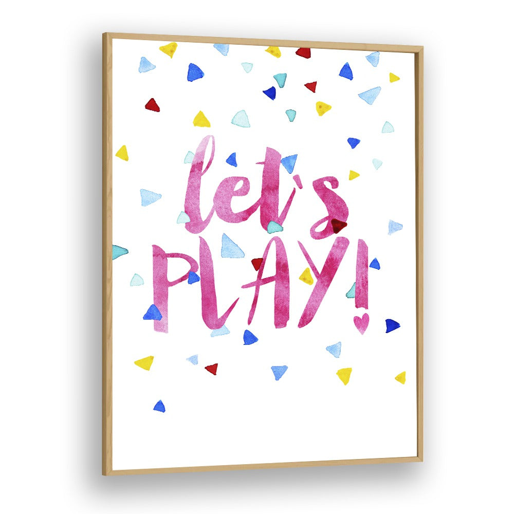 Lets Play  Kids Paintings in Oak Wood Plain Frame