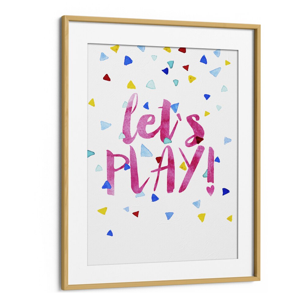 Lets Play  Kids Paintings in Oak Wood Frame With Mount