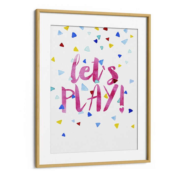 Lets Play  Kids Paintings in Oak Wood Frame With Mount