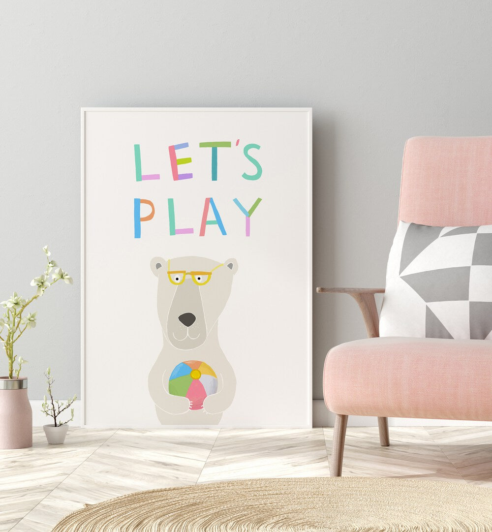 Lets Play With Funny Polar Bear By Carla Daly Kids Painting placed on a wall