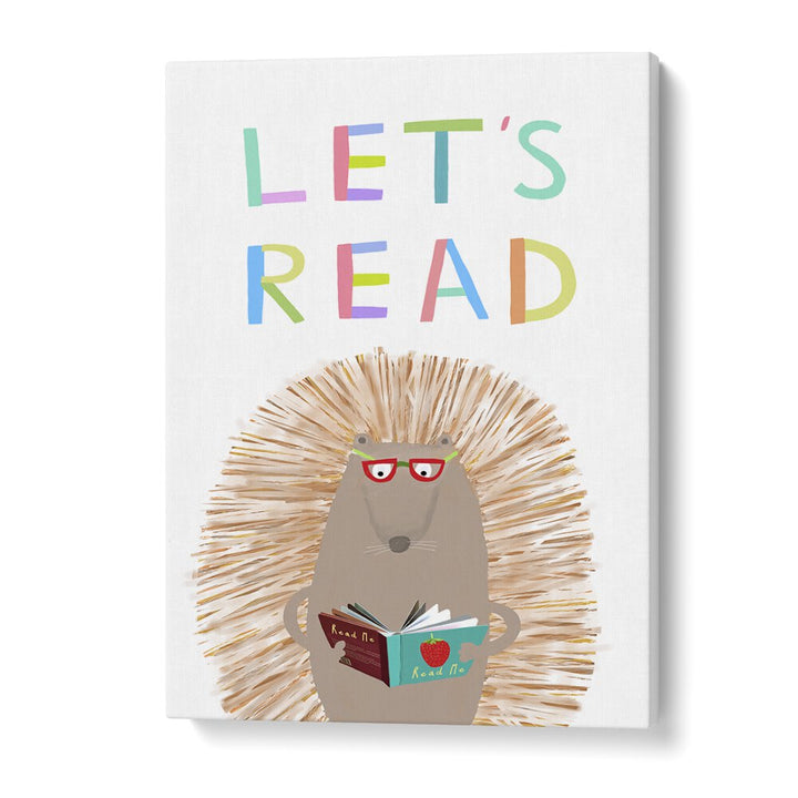 Lets Read With Cute Hedgehog By Carla Daly Kids Painting in Gallery Wrap