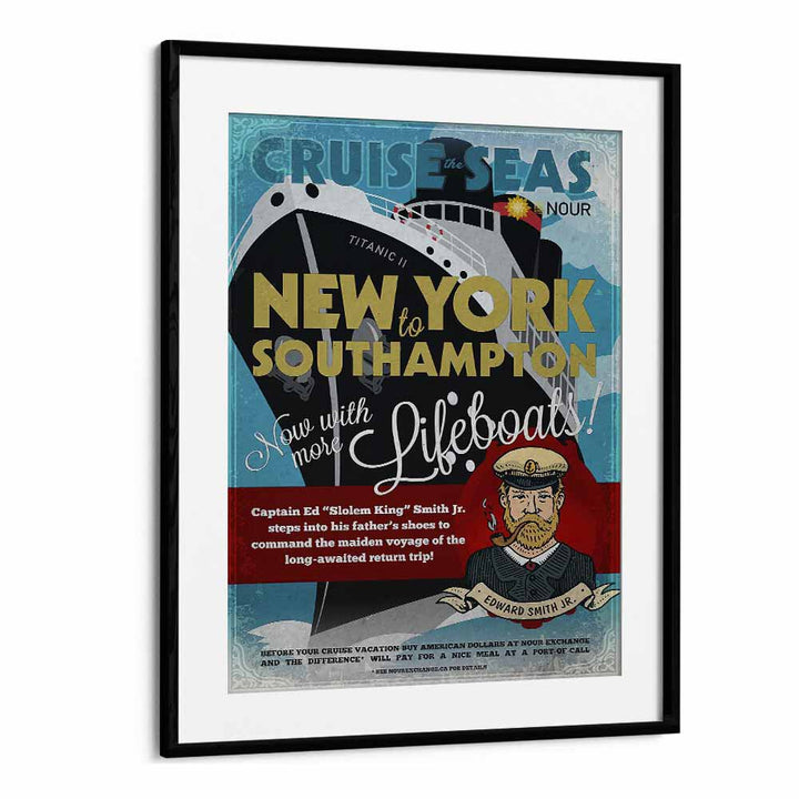 Life Boats  Retro Travel Posters in Black Frame With Mount