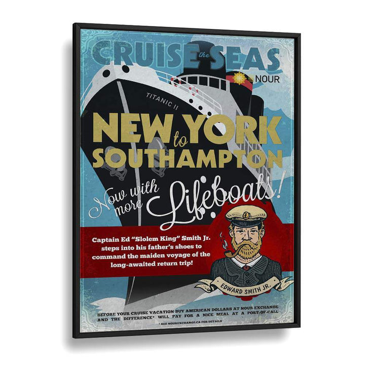 Life Boats  Retro Travel Posters in Black Plain Frame