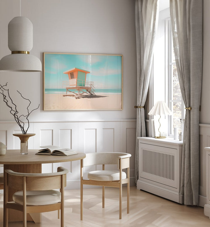 LIFEGUARD TOWER MOODS, BEACH PAINTINGS emphasize style and safety in modern coastal decor for your home.