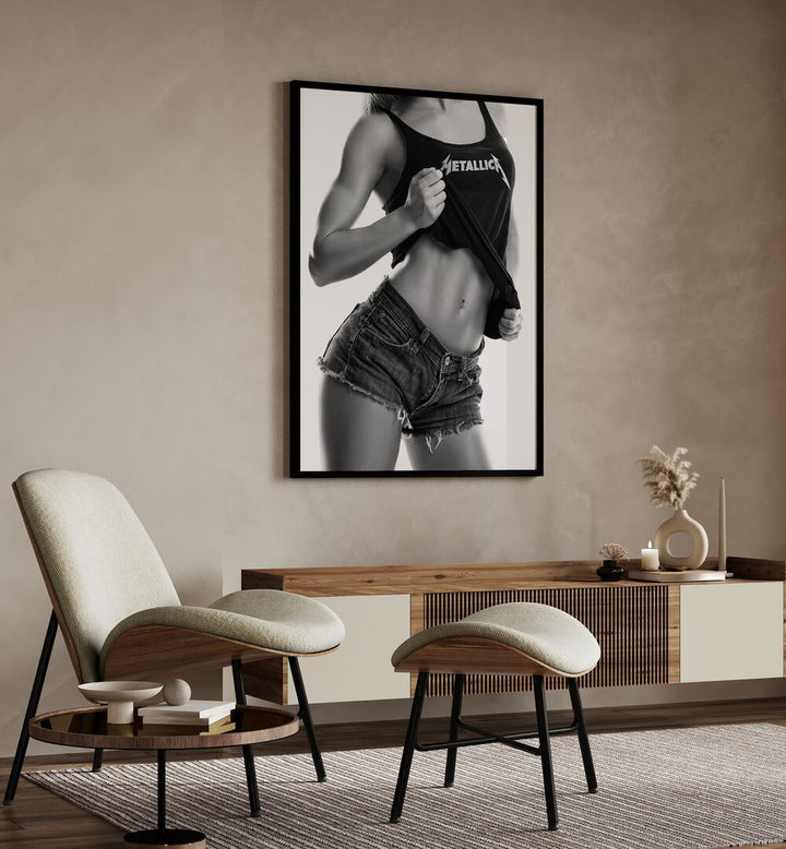 Lighting by David Drake Fine Art Photography Fashion Photography in Black Plain Frame placed on a wall behind a console table