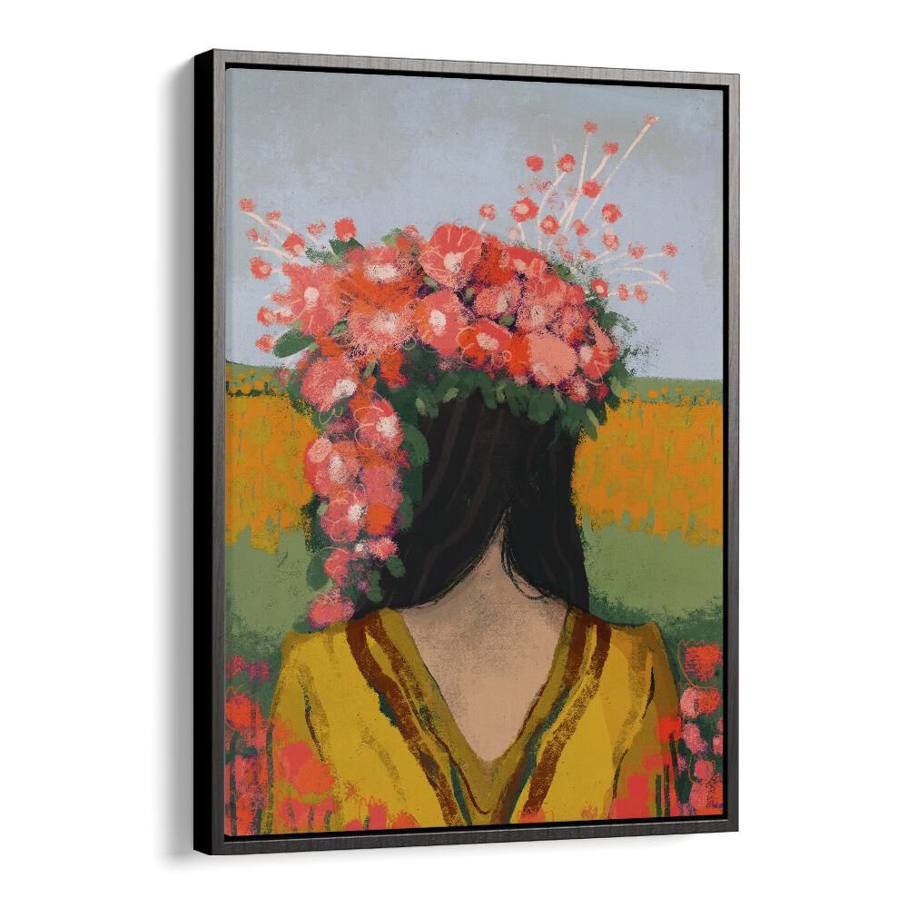 Like the First Day by Treechild Women Illustration Paintings in Black Floater Frame