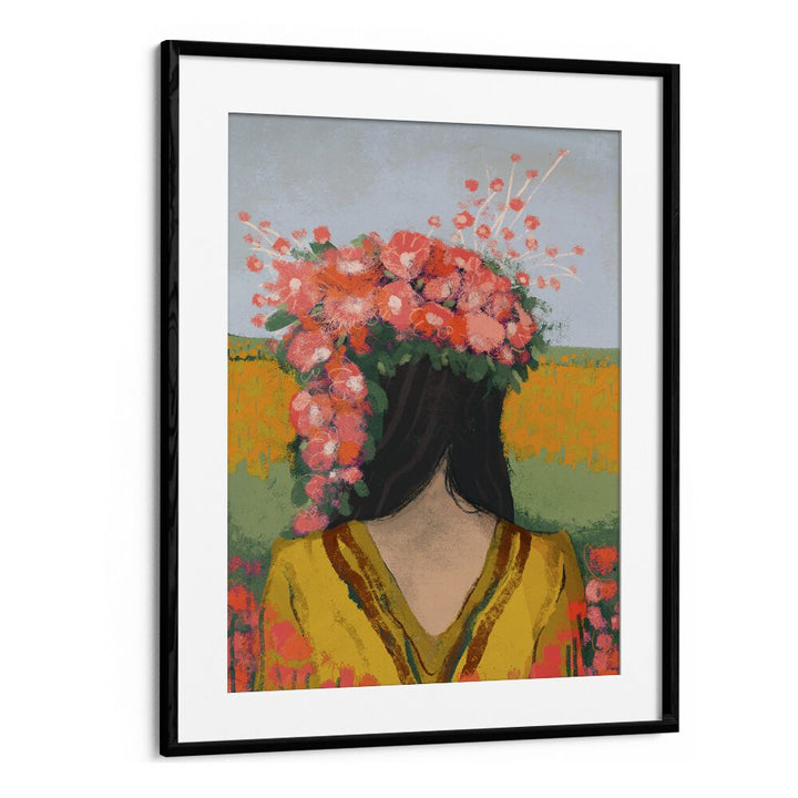 Like the First Day by Treechild Women Illustration Paintings in Black Frame With Mount