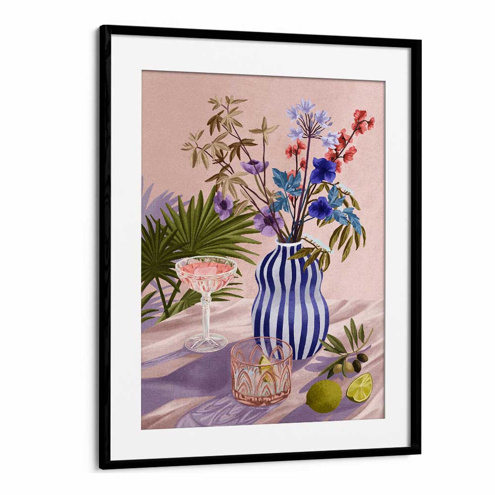 Lilac Summer By Goed Blauw Wall Art Prints in Black Frame With Mount