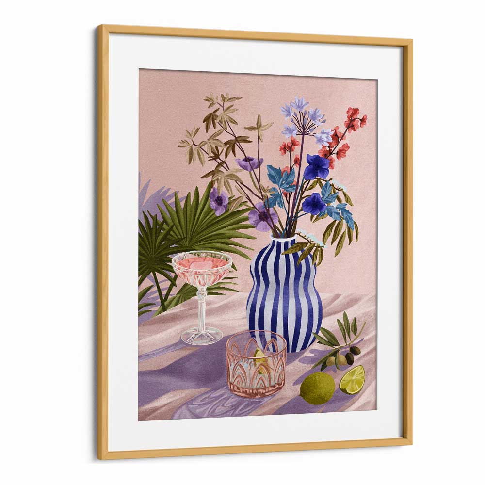 Lilac Summer By Goed Blauw Wall Art Prints in Oak Wood Frame With Mount