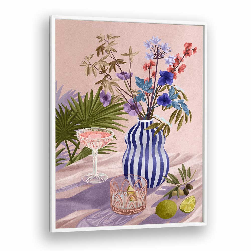 Lilac Summer By Goed Blauw Wall Art Prints in White Plain Frame