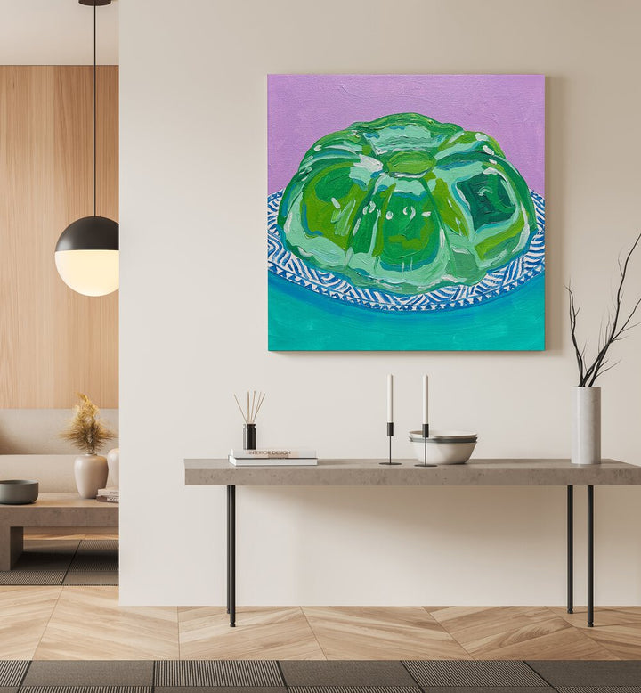 Lime Jello By Key And Sea Creative Art Print in Gallery Wrap on a beige wall above a table