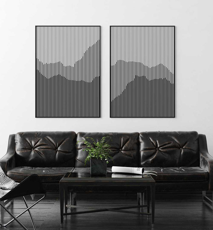 LINES OF STILLNESS SET , SET OF 2 PAINTINGS