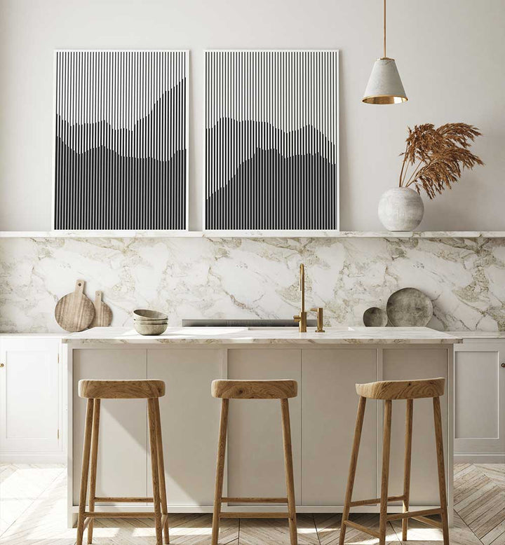 LINES OF STILLNESS SET , SET OF 2 PAINTINGS