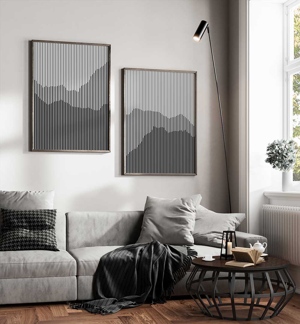 LINES OF STILLNESS SET , SET OF 2 PAINTINGS