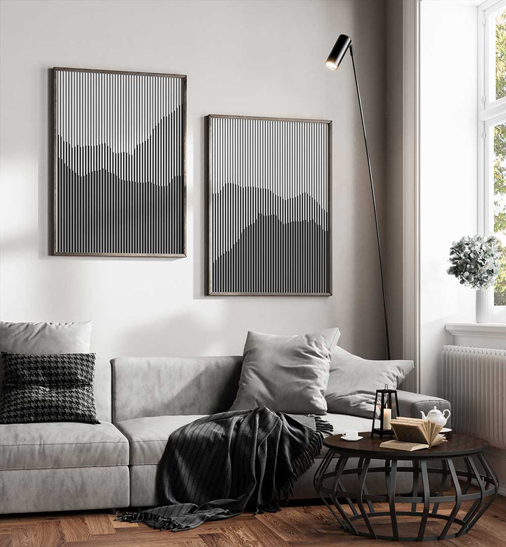 LINES OF STILLNESS SET , SET OF 2 PAINTINGS